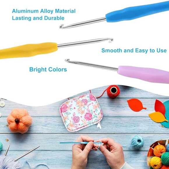67 Pack Crochet Hooks Set,13 PCS 2mm(B)-10mm(N) Ergonomic Soft Grip Crochet Hand - Picture 6 of 8